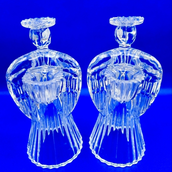 American Crystal Collection Set of 2 Angel Candle Holder 7"Tall 24% Lead Crystal - Picture 1 of 10
